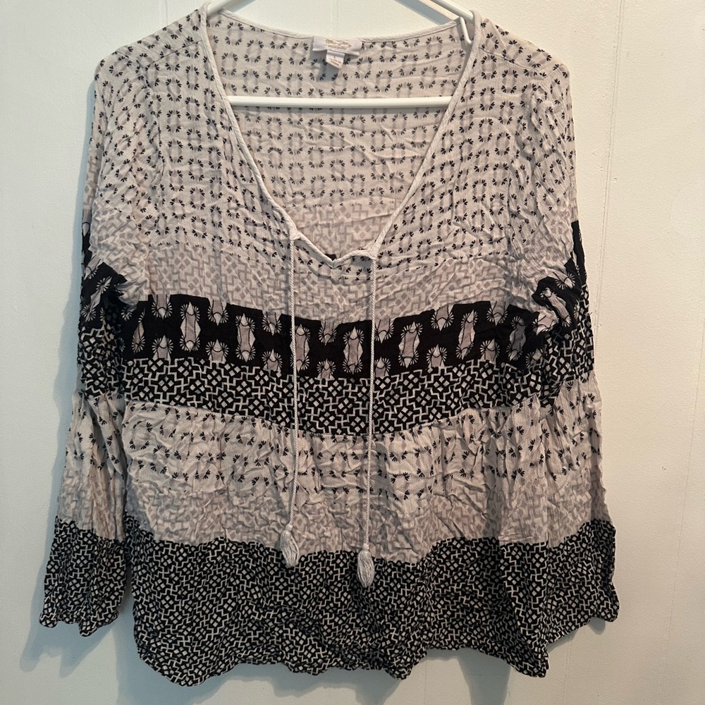 Wrangler Black and White Tie Front Tunic